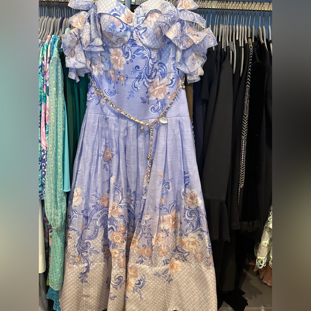 Zimmermann Blue and Beige Floral Dress size 3 or US 8/10.